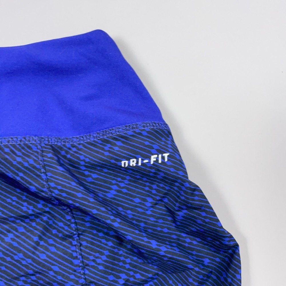 Nike Dri-FIT Blue Black Geometric Pattern Running Shorts Womens Small